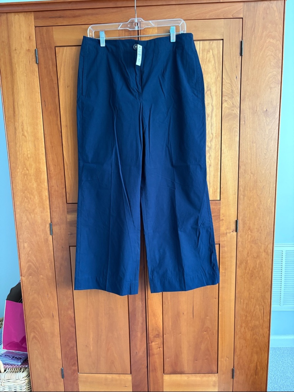 Talbots Navy Wide-Leg Cropped Trousers